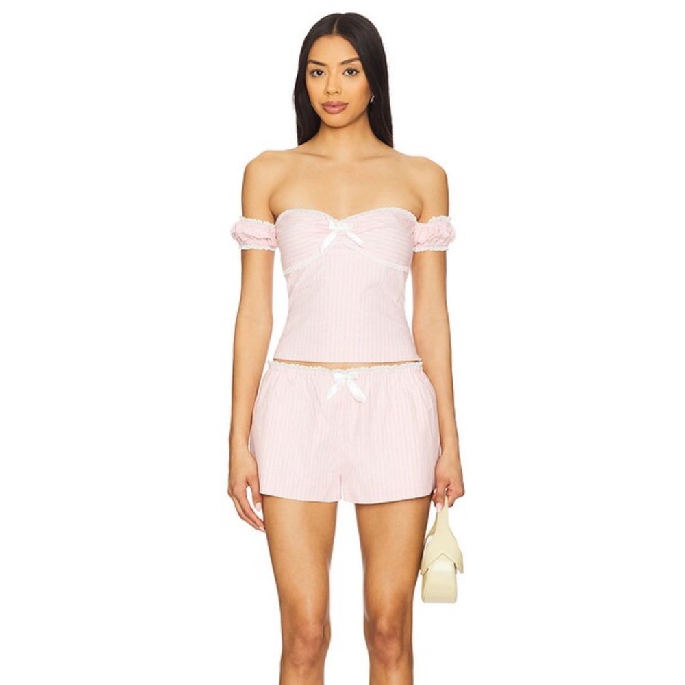 Majorelle Cynthia Short in Pink & White Stripe Pink Striped Women's Sleep Shorts